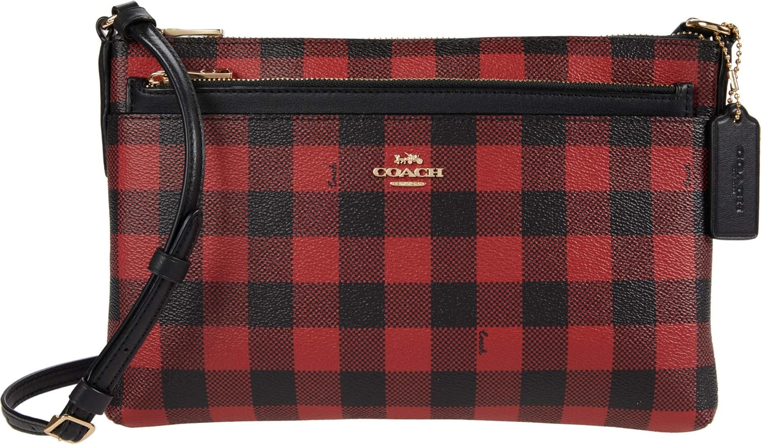 COACH Wild Plaid Print East/West Pop Crossbody red Size One Size