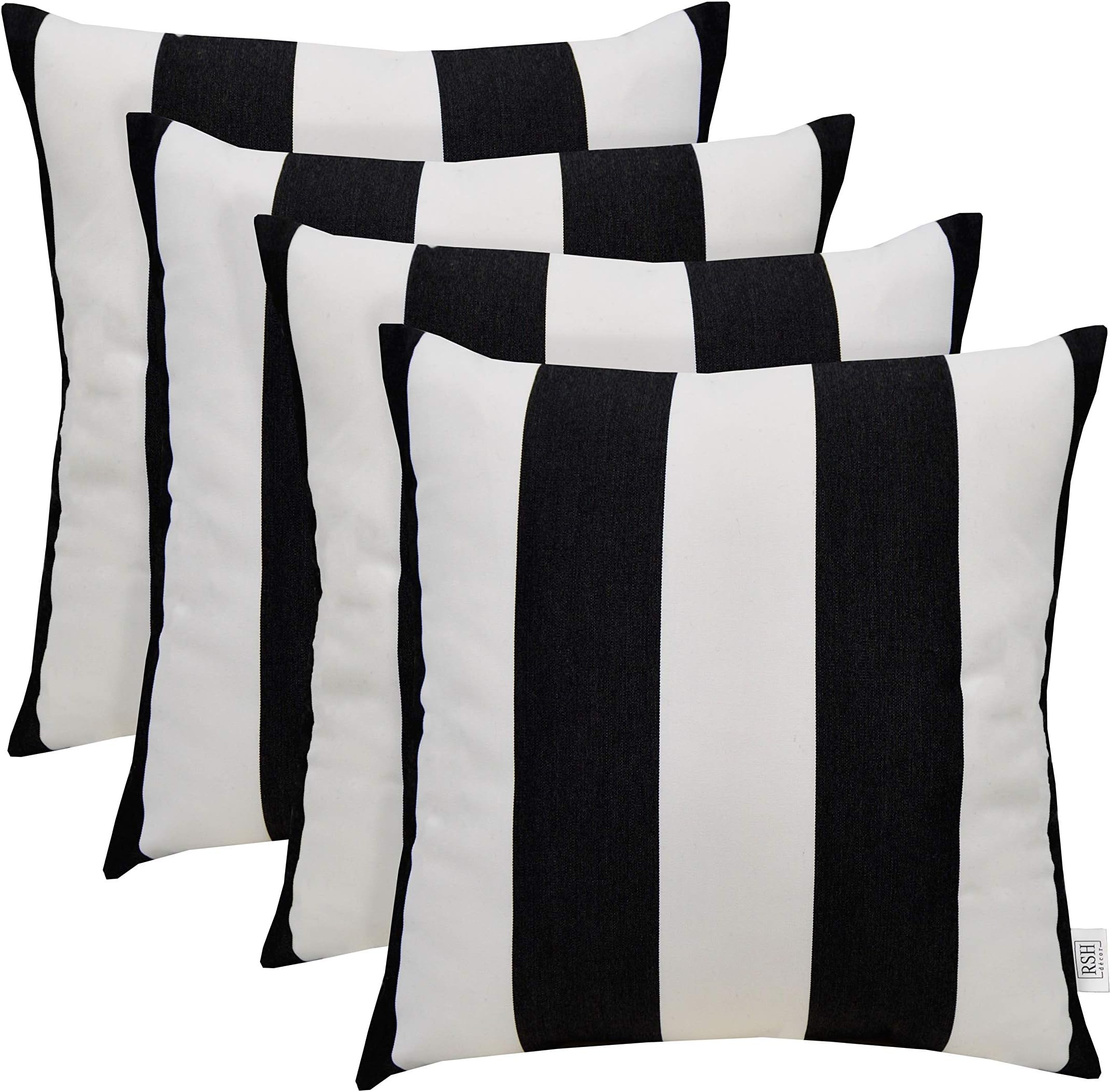 RSH Décor Set of 4 Indoor/Outdoor Square Throw Pillows Sunbrella Cabana Classic (22" x 22")
