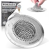 Wokdada Revolutionary Kitchen Sink Drain Strainer/Patented Reversible Chain Mesh, Effortless Cleaning & Debris Catcher, Large Capacity, No Clog, 304 Stainless Steel & Rust-Proof/Handmade