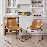 Waleaf Dining Chairs Set of 2, 18" Faux Leather Counter Height Bar Stools | Barstools with Ergonomic Back and Metal Legs, Modern Tall Bar Chairs for Kitchen Island, Home Bar, Dining Room, Brown