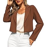 LETDIOSTO Women's Cropped Blazer - Lightweight Long Sleeve Business Casual Suit Jacket