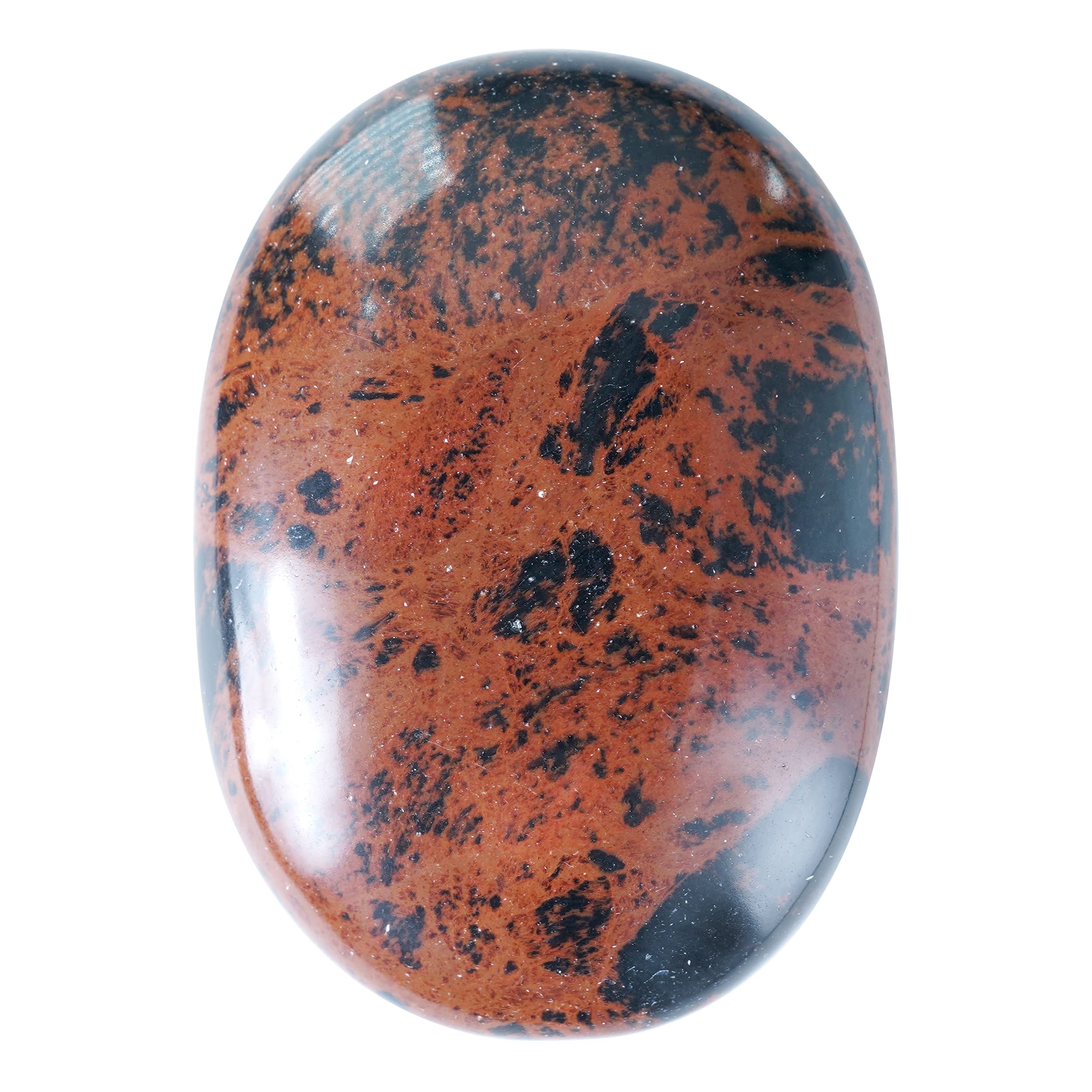 Crocon® Mahogany Obsidian Large Oval Palm Stone Pocket Massage Worry Stones for Natural Body Chakra Balancing Reiki Healing Stones and Crystal Grid Healing Massage Spa Crystals
