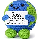 YUEYUQIU Gifts for Boss Male Female, Best Boss on Earth Handmade Crochet Decor, Funny Thank You Appreciation Presents for Men Women, Best Leader Ever Christmas Birthday Bosses Day Gift