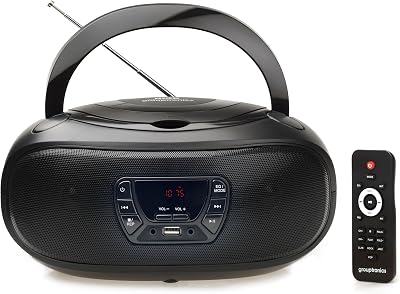 Grouptronics GTCDR-501 Small Portable CD Player with Speakers FM USB AUX