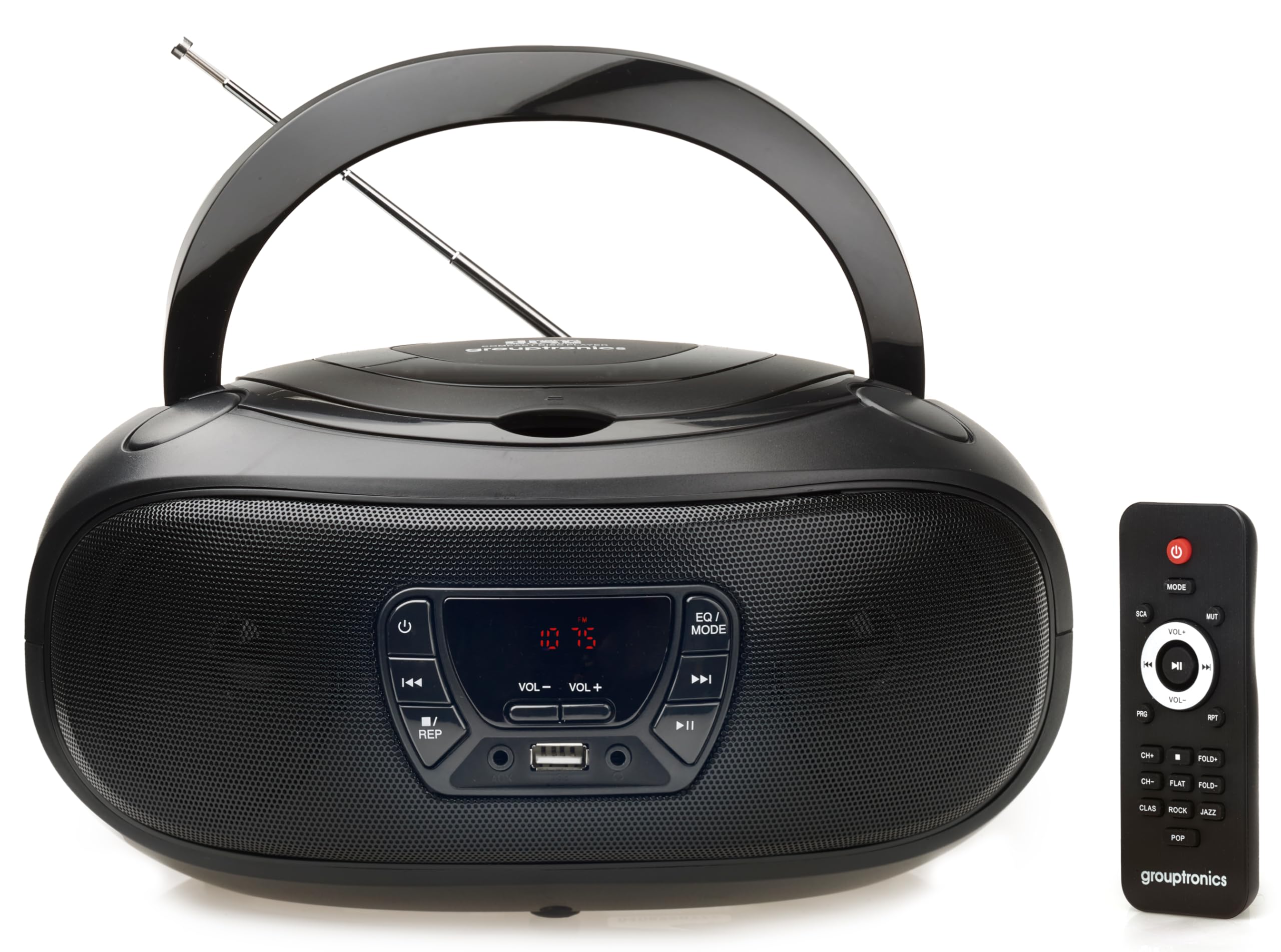 Grouptronics Small Portable CD Player For Home With Speakers – Boombox Mains Or Battery Powered, FM Radio, Supports MP3 Audio Books & Music, Compact & Easy To Use - With USB & AUX IN - GTCDR-501