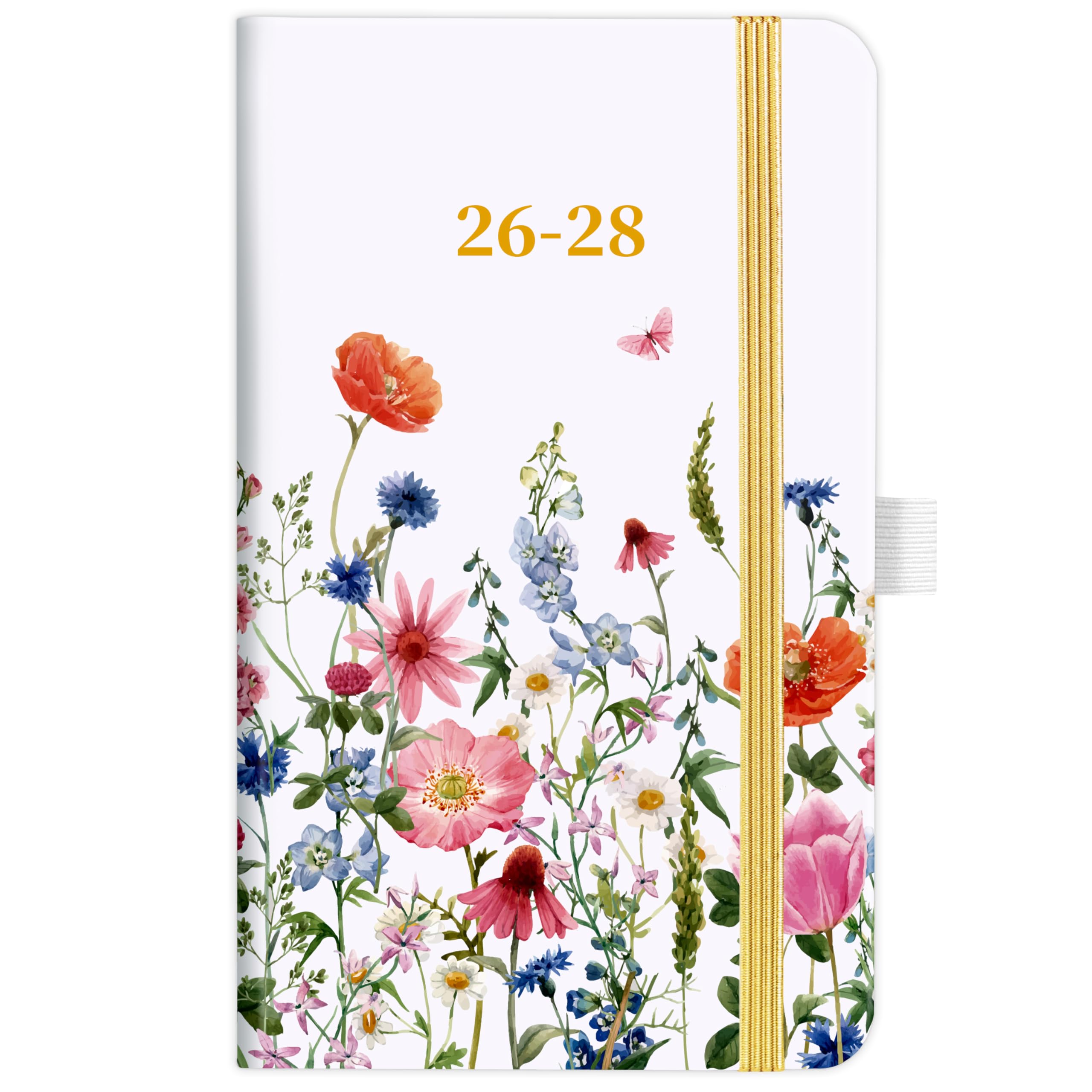 Photo 1 of 2026-2028 Pocket Calendar - Pocket Planner from Jan. 2026 to Dec. 2028, 3 Year Clendar Monthly Planner 2026-2028, 6.3" x 3.7", 60 Note Pages, Pen Holder, Pockets - Flowers