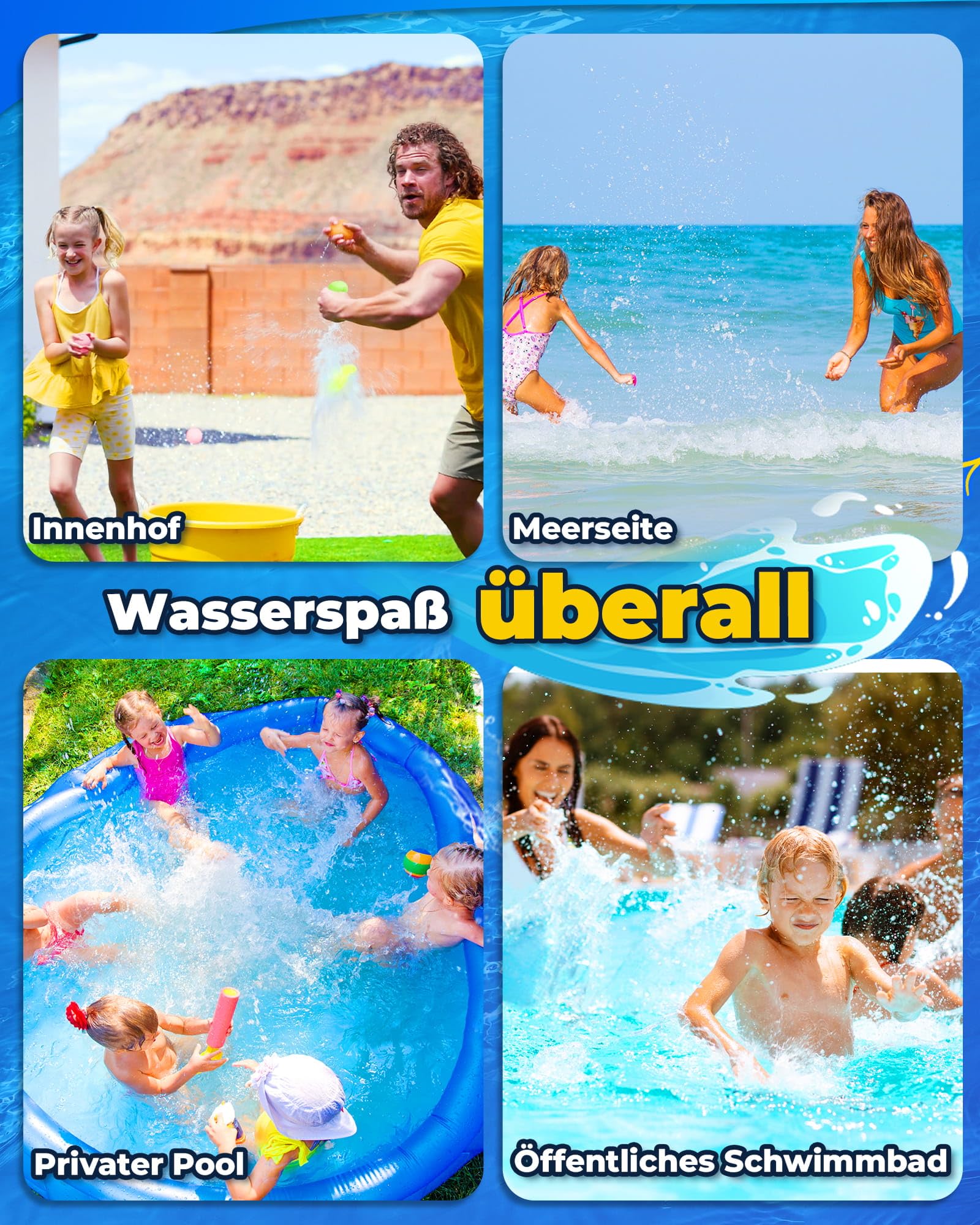 Wasserbomben Wiederverwendbar Selbstschließend: 15 Stück Wiederverwendbare Wasserballons Magnetisch - Outdoor Sommer Spielzeug ab 3-12 Jahre Mädchen Junge, Ostern Geschenke für Kinder ab 3 Jahre 6