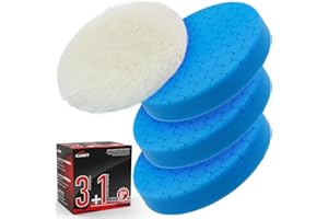 KUIMIT Blue Polish Pad, 3Pcs 6.5 Inch Face for 6 Inch Buffing Polishing Pads and Woolen Pads 150mm Backing Plate Compound Buffing Sponge for Car Buffer Polisher Compounding, Polishing and Waxing
