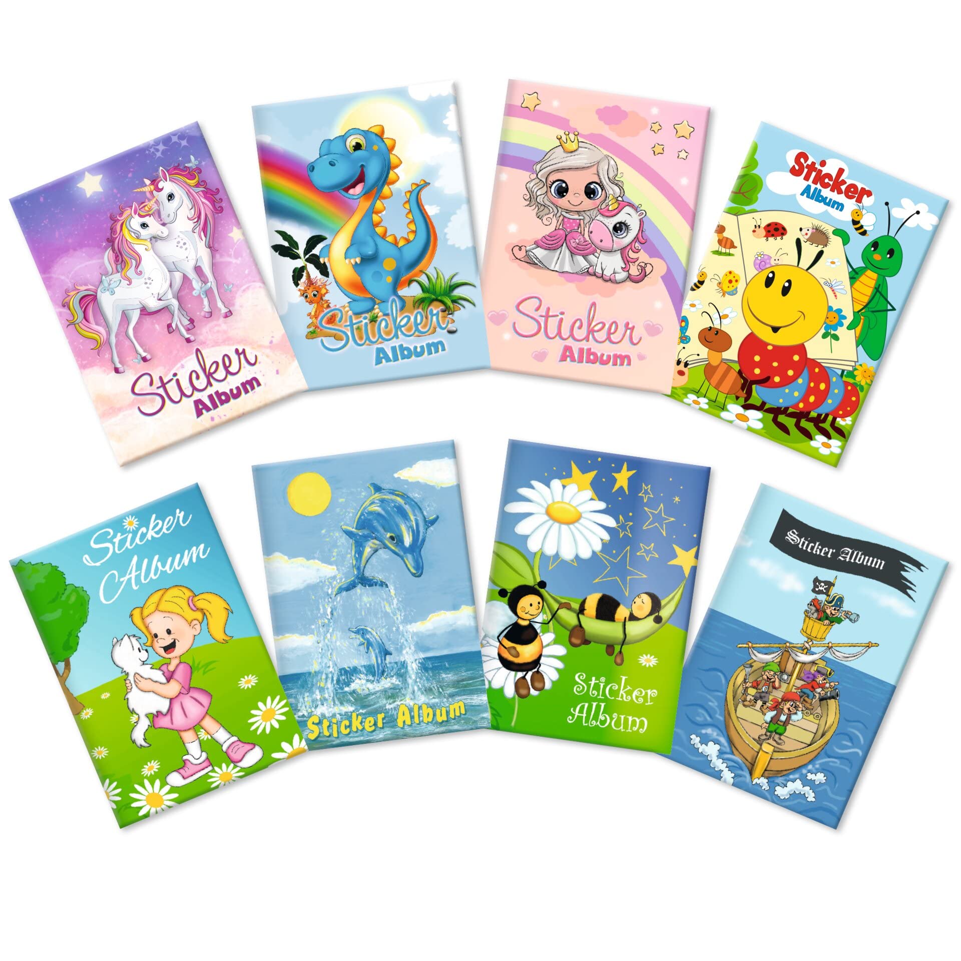 HERMA 15426 Sticker Album Set of 8 DIN A5 Blank (16 Pages, Coated Special Paper) Sticker Scrapbook for Collecting, Sticker Book Assortment for Girls and Boys, Blank, Range