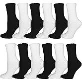 12 Pairs Fuzzy Socks for Women, Soft Fluffy Cozy Thick Warm Winter Holiday Stocking Stuffer Bulk Pack