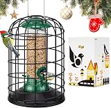 iBorn Squirrel Proof Bird Feeder 8 Inch Green All Metal Anti-UV Cage