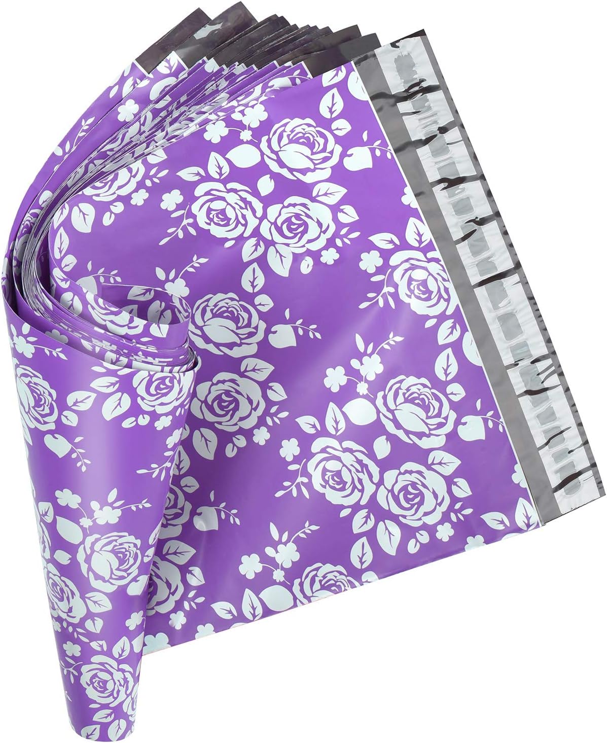 Metronic 10X13 Rose Floral Pattern 100 Pack Poly Mailers Envelope Plastic Custom Mailing & Shipping Bags - Self Seal in Purple : Office Products