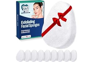 HartFelt [10 Pack] Regular Exfoliating Facial Sponge for Face - Daily Cleansing Scrubber - Buf Dirt Away with Puf Styled Reusable Face Pads for Removing Makeup, Dirt, and Dead Skin - Made in USA