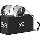 LUENX Aviator Sunglasses for Men Square Polarized Polygon Sun Glasses UV400 Protection