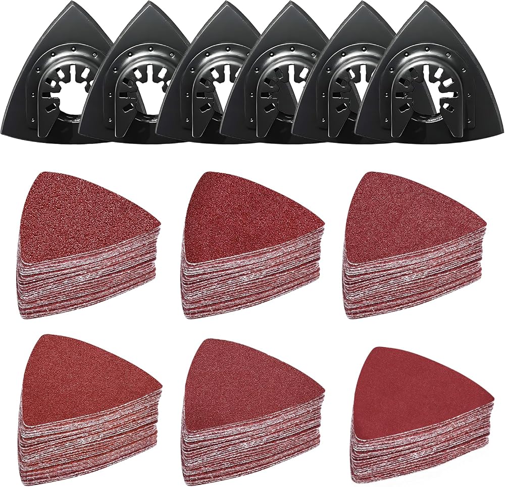 Meff-Mluk 156Pcs Oscillating Tool Sanding Pad Kit 80x80mm 6Pcs Triangle