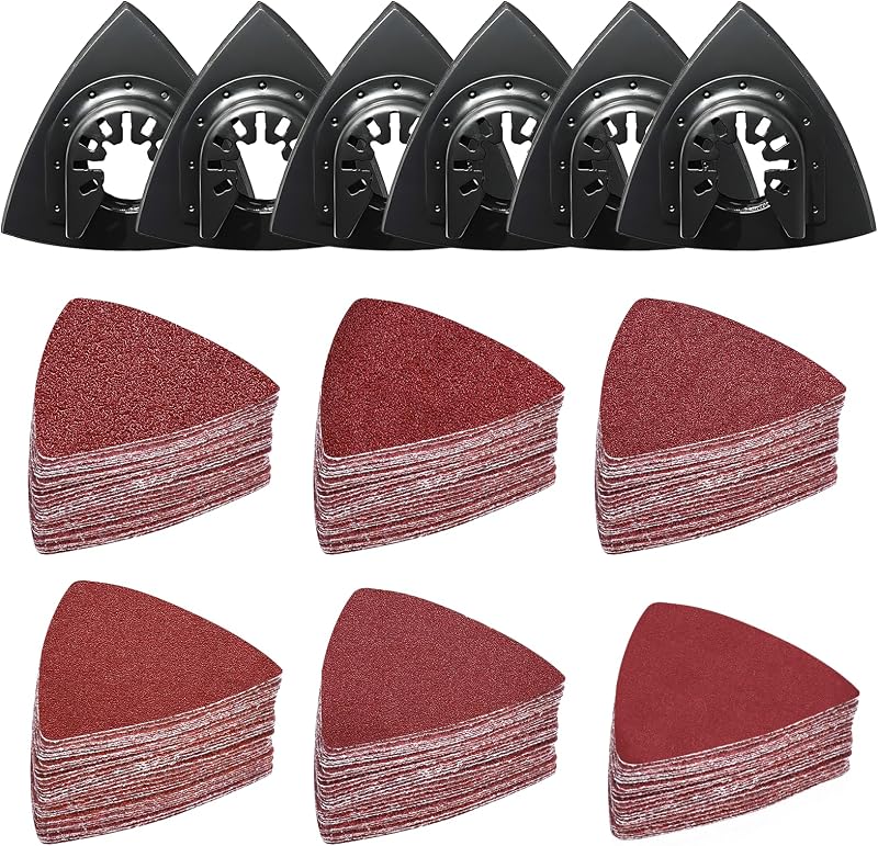Meff-Mluk 156Pcs Oscillating Tool Sanding Pad Kit 80x80mm 6Pcs Triangle