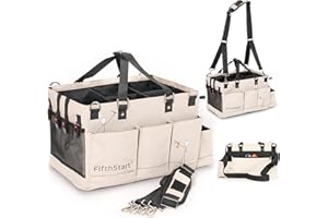 FifthStart Wearable Cleaning Caddy with Handle Caddy Organizer for Cleaning Supplies with Shoulder and Waist Straps, 5 Inner 