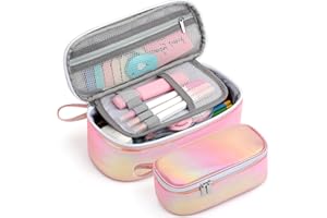 Jcocylse Large Capacity Pencil Case Portable Pencil Pouch Bag School Supplies for College Students Girls Boys Adults (Pink)