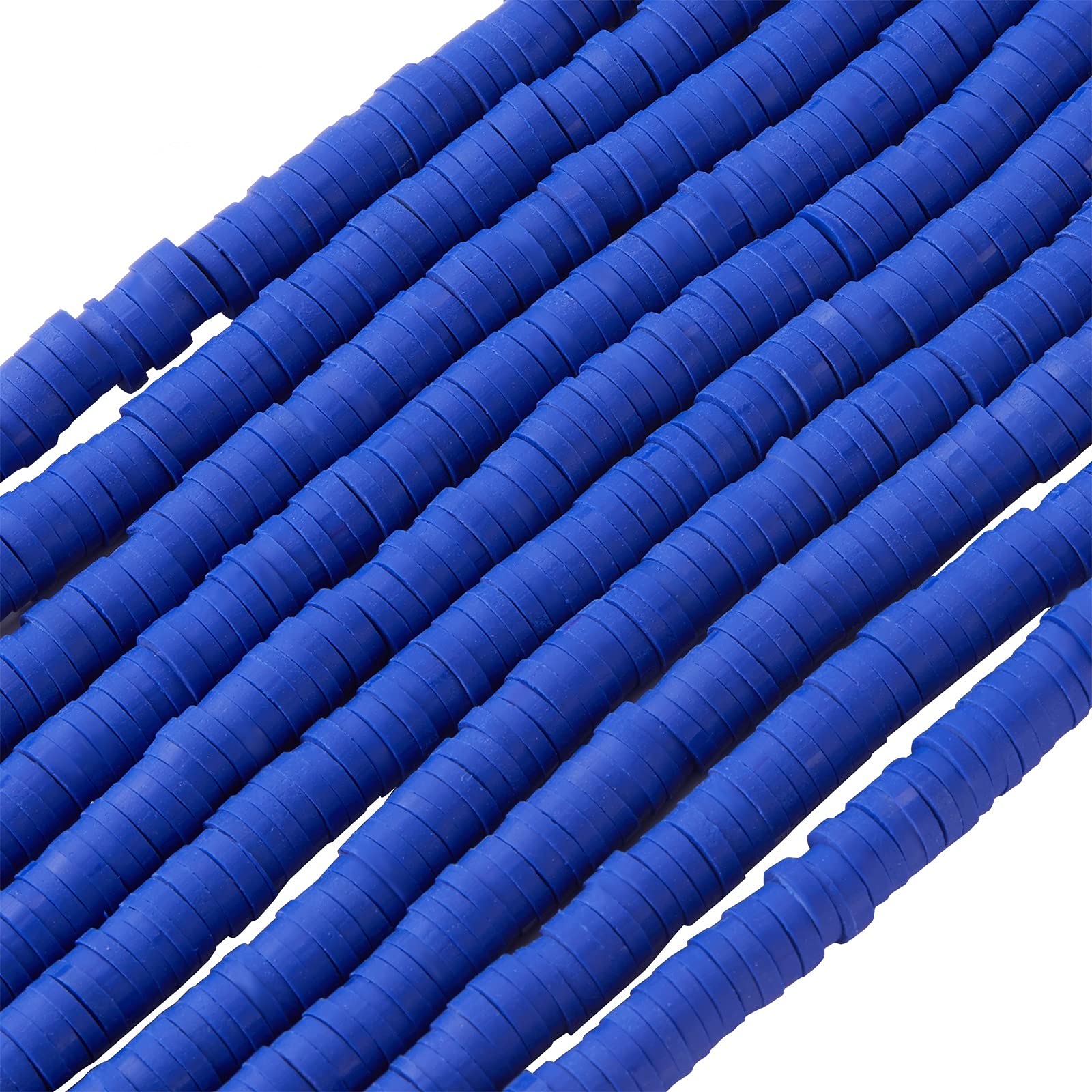 BEEFLYING 3800 Pcs 4mm Polymer Clay Beads Disc Flat Round Heishi Beads Loose Spacer Beads for DIY Jewellery Marking Bracelets Necklace Earring DIY Craft, Medium Blue