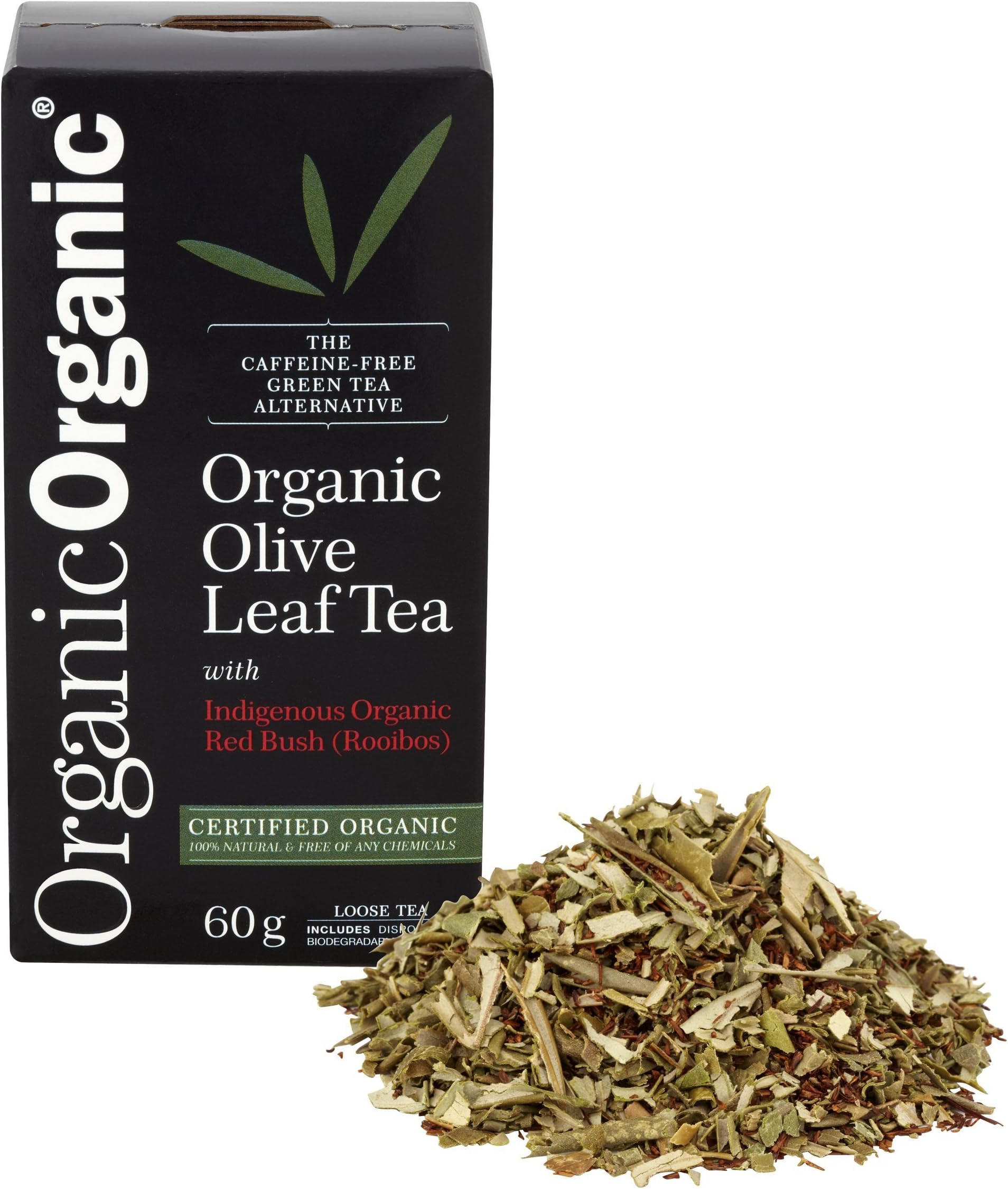 Organic (BIO) Olive Leaf Tea with Indigenous Organic Red Bush (Rooibos). Hand Picked, Loose Leaf Tea. The Caffeine-Free, Green Tea Alternative. 100% Certified Organic. Chemical-Free, Non-GMO. Powerhouse Tea.