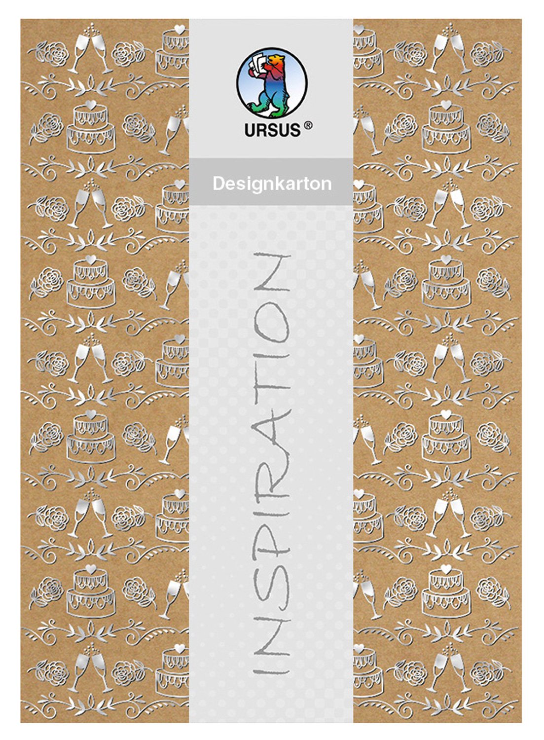 Ursus 62374604F Design Card Selection, 250 g/m², DIN A4, 5 Sheets, Celebration Silver, 5 Blatt — image 1