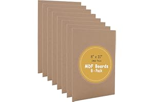 (8-Pack) CalPalmy 8” x 10” MDF Boards - 2mm Thick Boards for Carpentry, Interior Design, Hobby Crafts, and More - with Smooth, Unfinished Sides and Sanded Edges