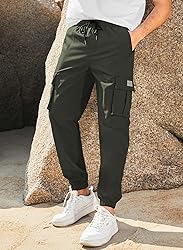 JMIERR Work Pants for Men Stretch Elastic Waist