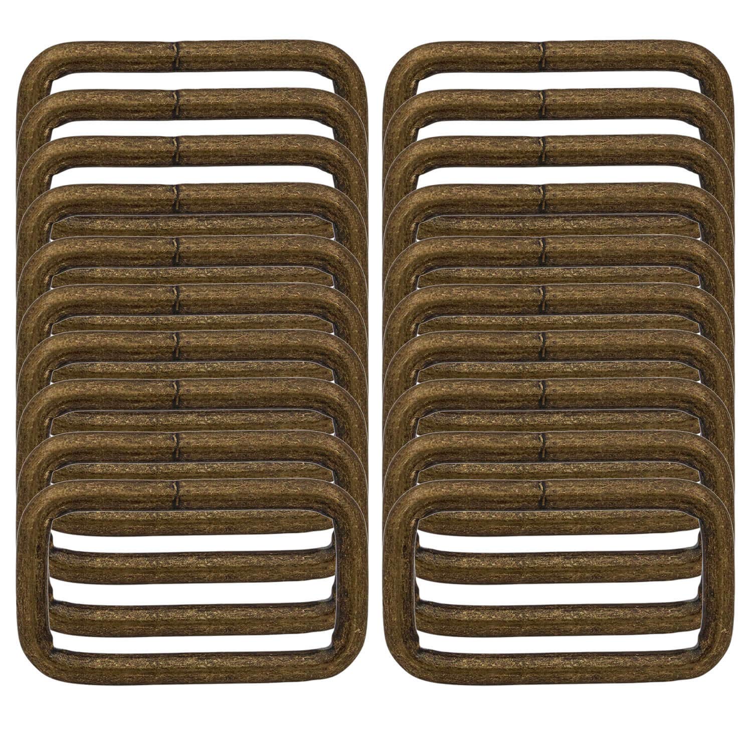 BIKICOCO Metal Rectangle Ring Buckles Square Strap Webbing Belt Rings for Bag Purse Non Welded 1-1/4 x 5/8 Inch, Bronze, Pack of 20