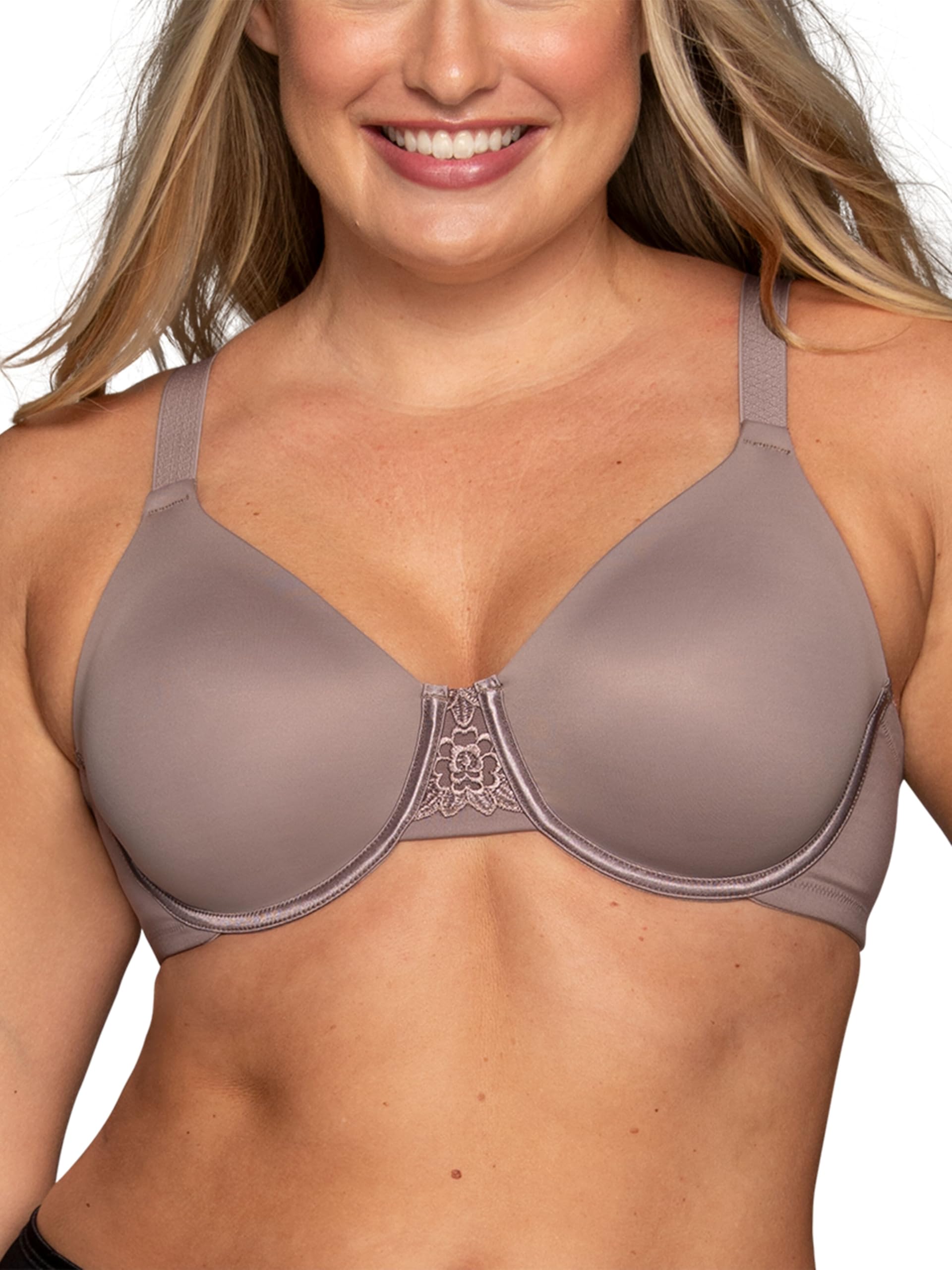 Photo 1 of Vanity Fair Women's Beauty Back Smoothing Bra, Minimizes Bust Line up to 1.5", Non Padded Cups up to H, Smoked Oyster