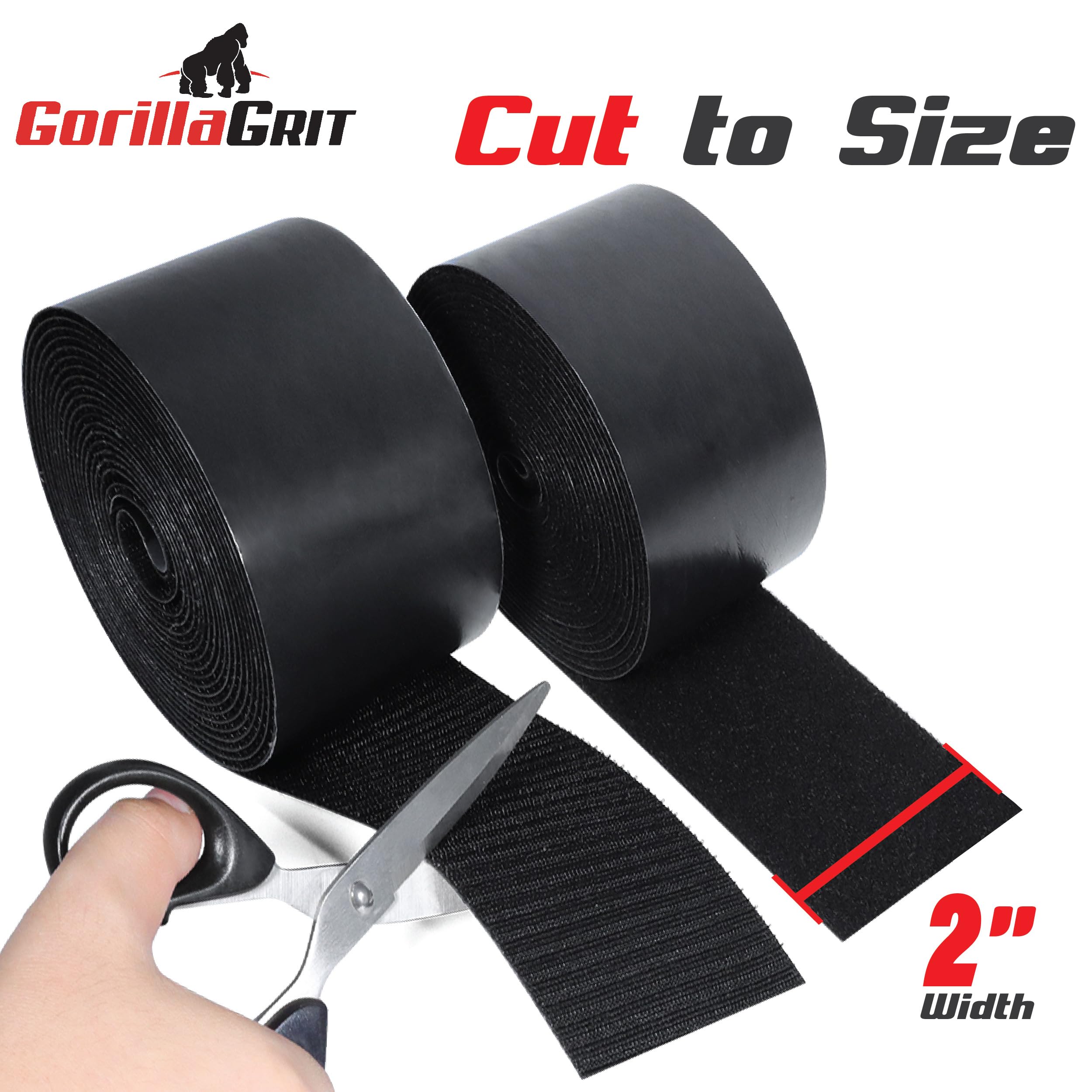 Self-Adhesive Hook and Loop Tape - 15ft x 2 inch Wide - Heavy Duty Sticky Back Tape Fastener - Double Roll with Adhesive Backing - Cut to Size Strips