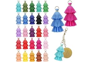 Yuxung 100 Pieces Mini Tassels for Craft Jewelry Making - Colorful DIY Keychain Summer Tassels with Jump Ring for Earring Bag Charm Pendant Bookmark