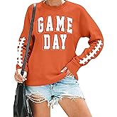 Women Game Day Sweatshirt Football Fan Game Day Shirt Letter Print Long Sleeve Casual Top