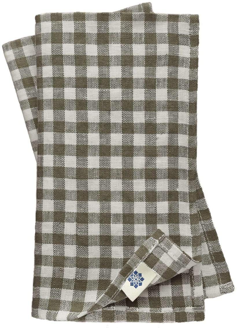 Linen & Cotton Gingham Napkins Set of 4 Estella - 100% Linen, White Grey (32 x 32 cm) Rustic Checked Country Style Serviettes Cloth for Home Cottage Kitchen Dinner Table Restaurant Cafe Spring Easter