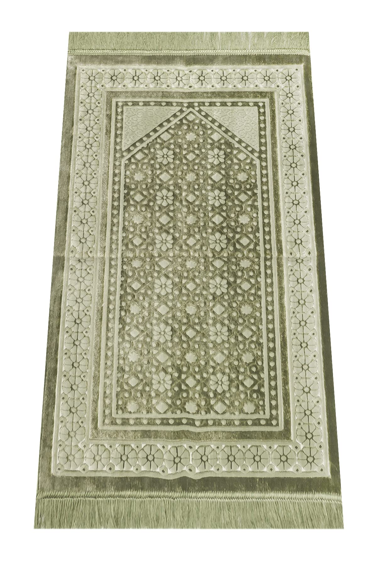ihvan online, Soft Plush Lux Velvet Muslim Prayer Rug | Janamaz | Sajadah | Soft Islamic Prayer Rug | Islamic Gifts | Prayer Carpet Mat, Elegant, Color: Green