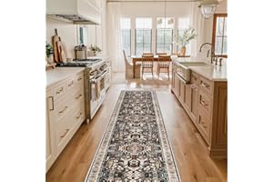 RUUGME Washable Kitchen Runner Rug - 2x10 Hallway Rug Distressed Mats Non-Slip Soft Room Floor Carpet for Dining Room (Black, 2 x 10)