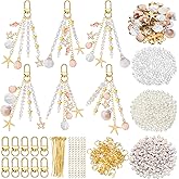 Cunno 776 Pcs Seashell Keychain Making Kit Ocean DIY Craft Key Chain Starfish Pearl Seahorse Letter Name Beads with Keychain Clip and Tool Accessories for Backpacks Purse Tote Bag Crafts DIY Supplies