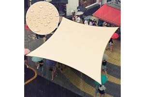 Amgo 14' x 14' Beige Square Waterproof Sun Shade Sail UPF50+ AMWTPS14 Canopy Awning Shelter, 98% UV Blockage Water Resistant, Outdoor Backyard Patio Garden Carport (We Make Custom Size)