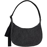 BAGGU Medium Denim Crescent Bag - Washed Black Denim