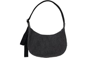 BAGGU Medium Denim Crescent Bag - Washed Black Denim