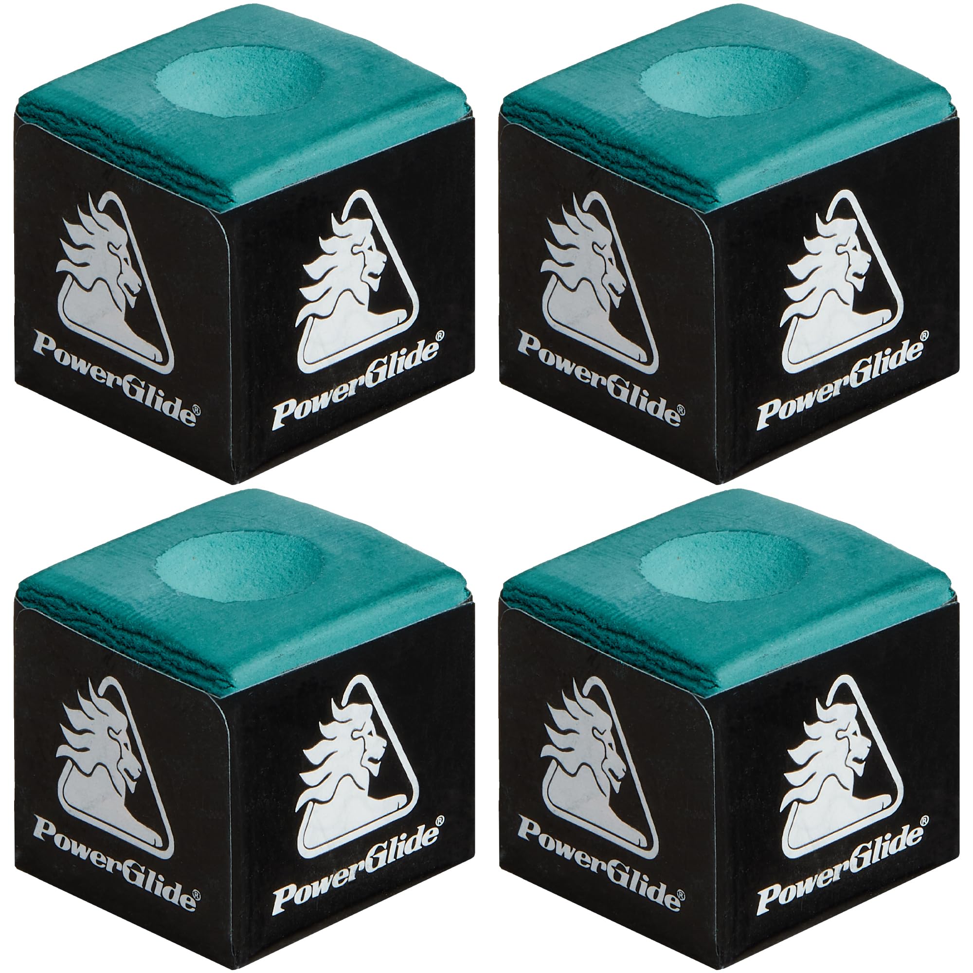 POWERGLIDE Snooker Pool & Billiard Cue Tip Chalk | Green Felt Colour | 4 Cubes