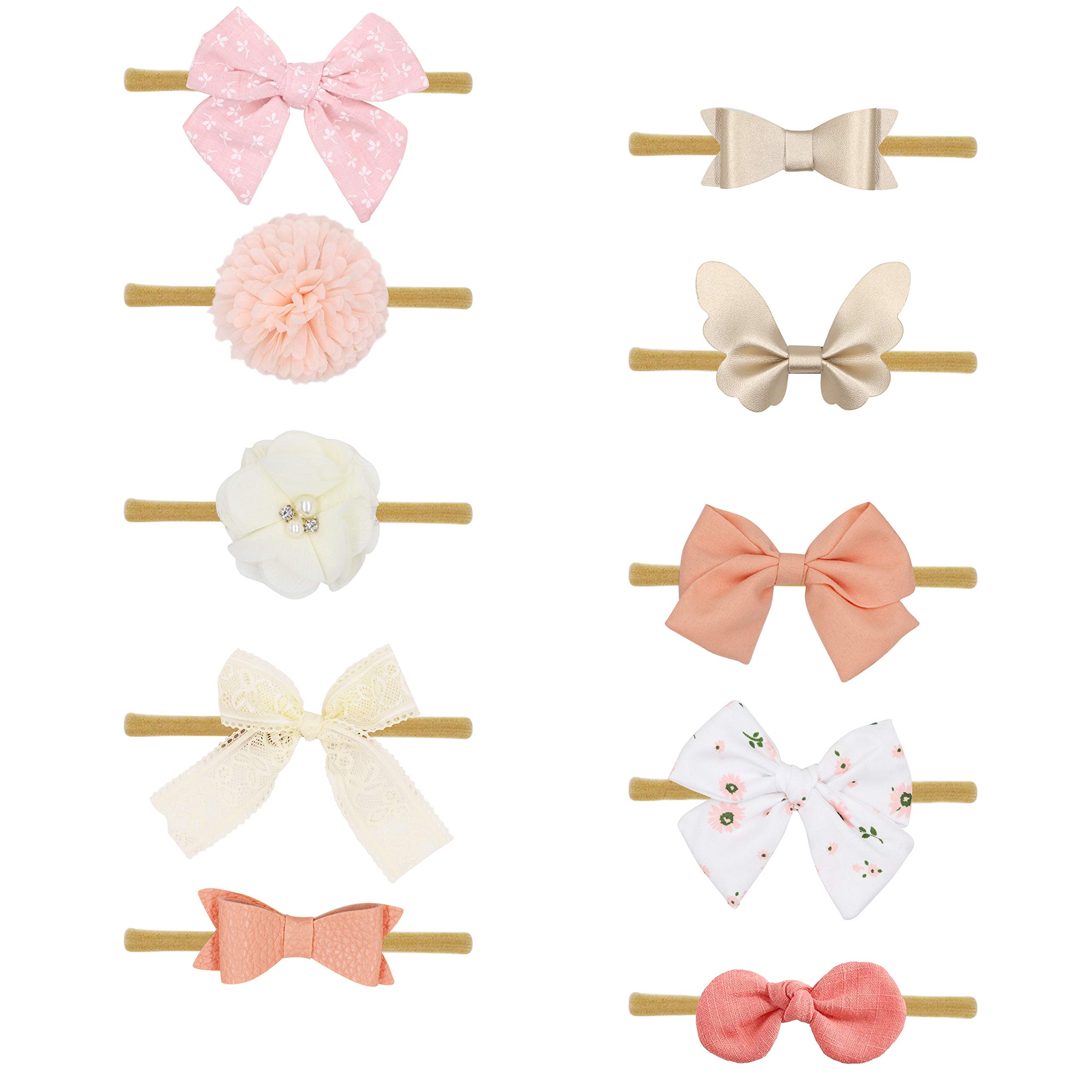 Baby Girl Headbands and Bows, Newborn Infant Toddler Nylon Hairbands Hair Accessories by FANCY CLOUDS