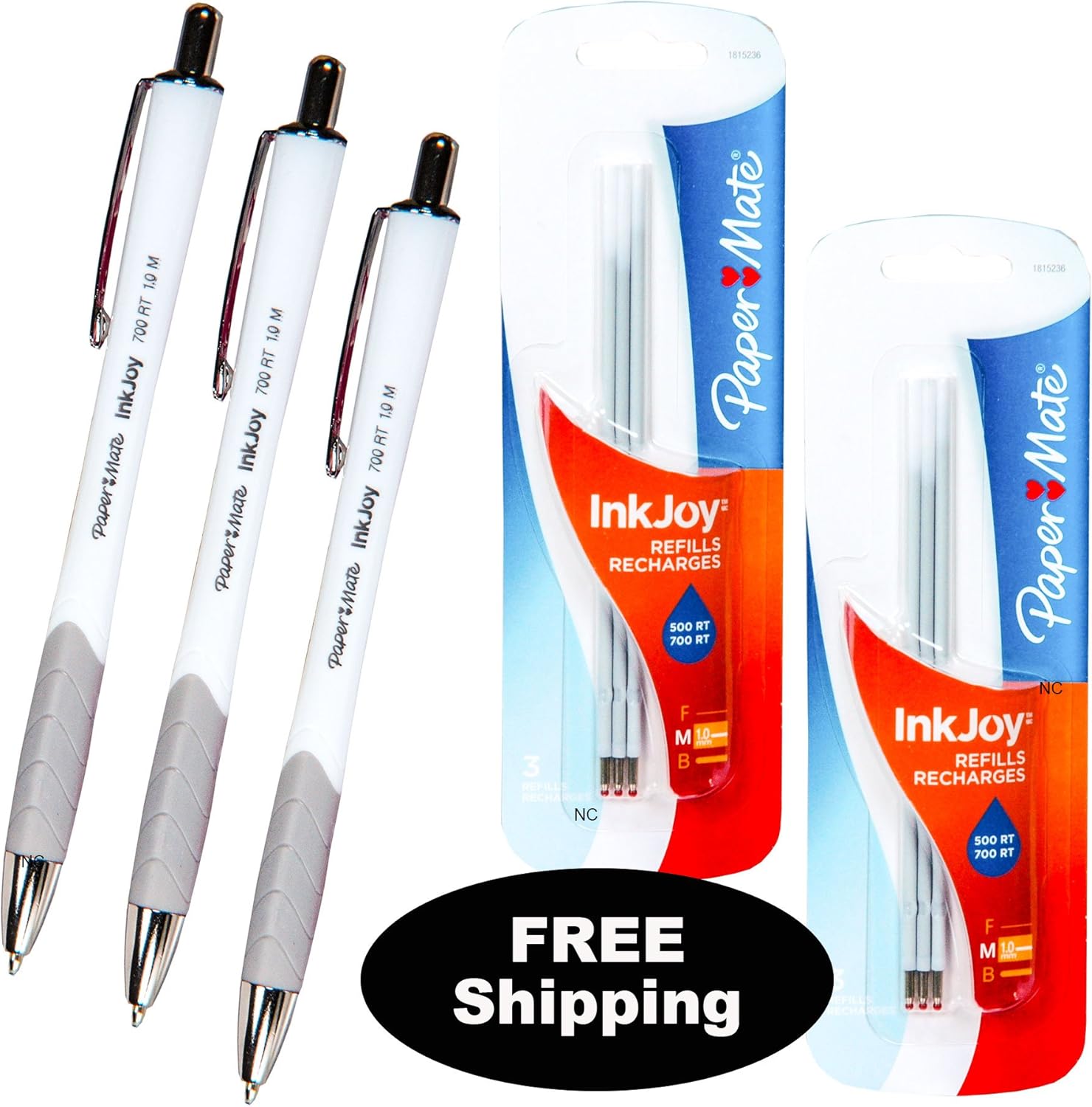 Paper Mate Inkjoy 700 Rt, 1.0m Medium Point, Blue Ink, 3 Pens 1781581