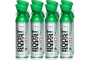 Boost Oxygen Canned 10 Liter Natural Oxygen Inhaler Canister Bottle for High Altitudes, Athletes, and More, Flavorless (8 Pack)