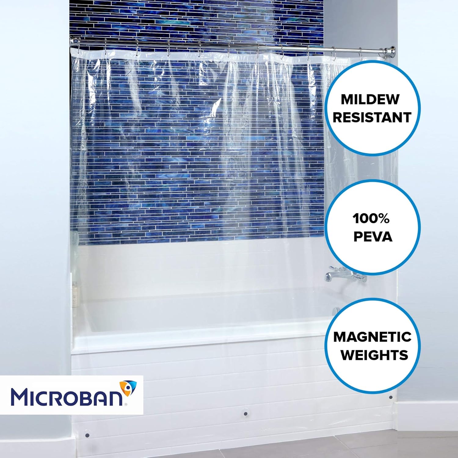 SlipX Solutions Mildew Resistant Clear Shower Curtain Liner with