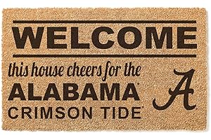 KH Sports Fan Alabama Crimson Tide Welcome Team Coir Doormat, Brown, One Size