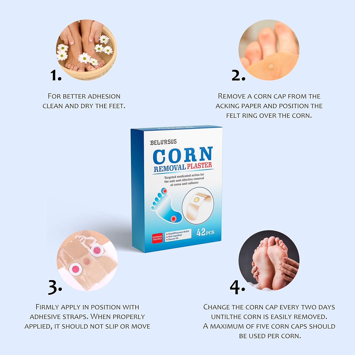 Corn Removers For Feet Callus Remover Pads For Foot Corns Removal Pad For Toe Corn & Callus Relief Plaster For Toes Kit of 42 pcs : Beauty