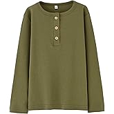 Teach Leanbh Toddler Boys Henley Shirt Cotton Soild Long Sleeve Tops for Kids 18 Months-7 Years