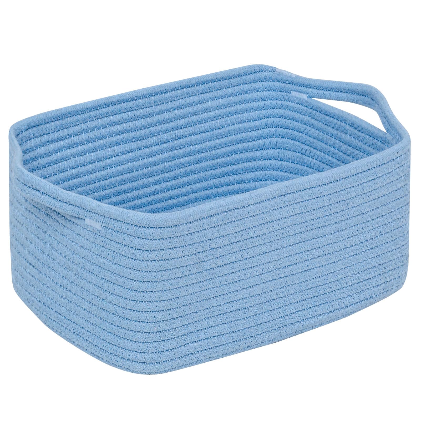 Photo 1 of CubesLand Cube Storage Organizer Basket Bin, Cube Shelf Shelves Cotton Rope Basket, Durable Woven Rectangular Basket for Organizing, Nursery Toys Basket, 14x10x7.08IN Blue Basket