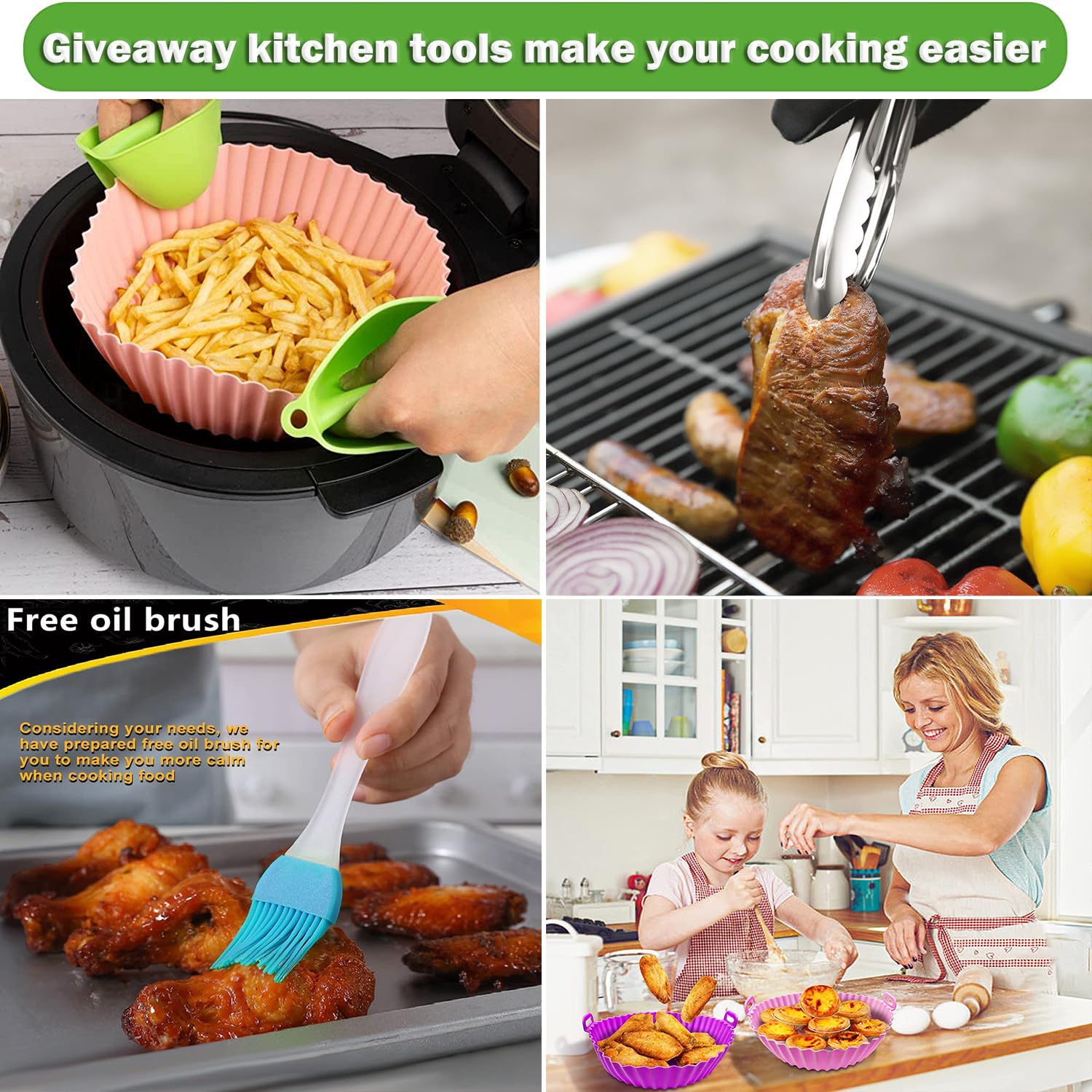 Silicone Air Fryer Liners4 Pack Air Fryer Silicone LinersFood Safe