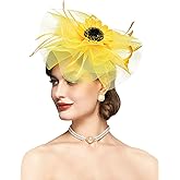 Coucoland Sunflower Hat Fascinators for Women - Flower Floral Church Tea Party Derby Hats Fascinator Headband
